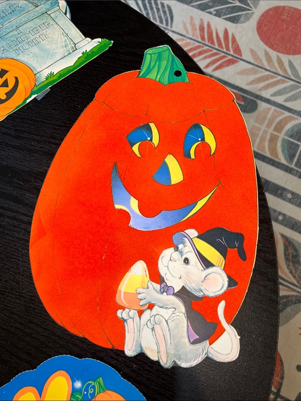 Vintage Halloween Diecut Cutout Lot Wall Hangings Mummy Witch Pumpkin - Picture 8 of 10
